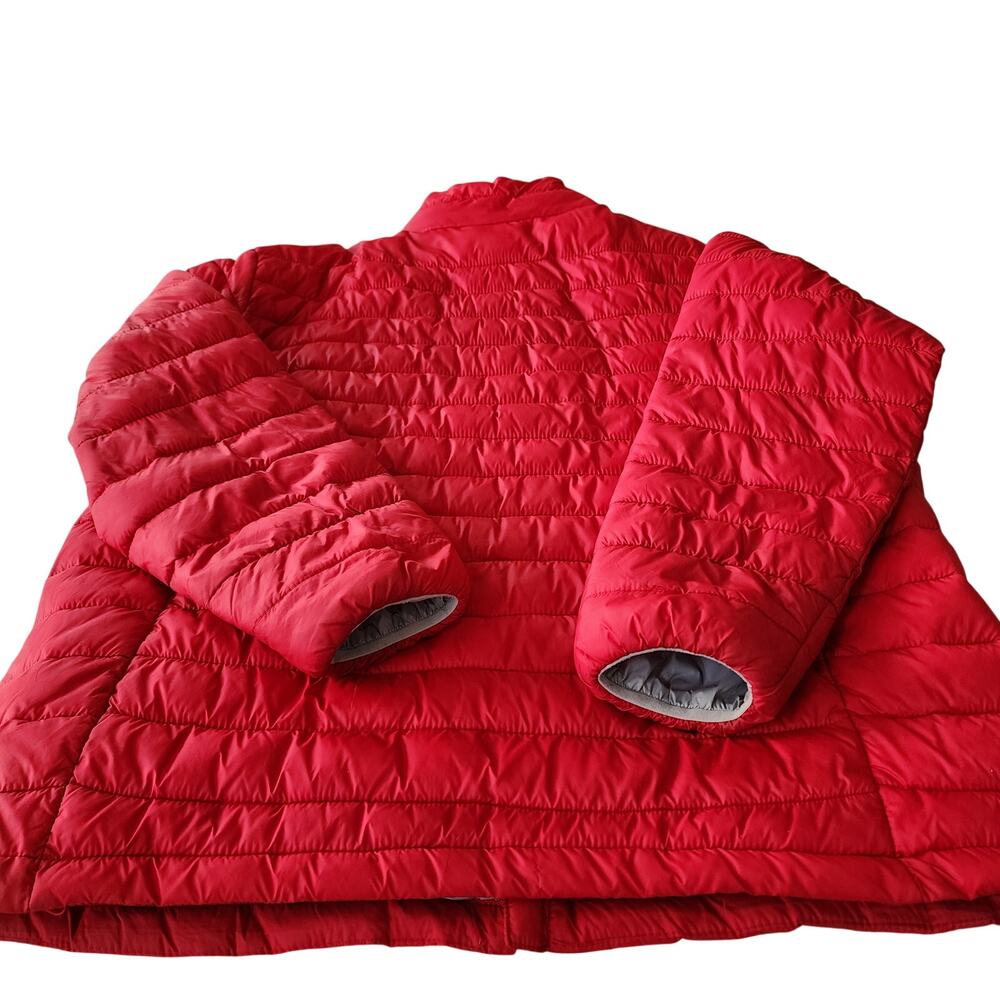 Xersion Packable Puffer Jacket Red Gray Trim Men’… - image 4